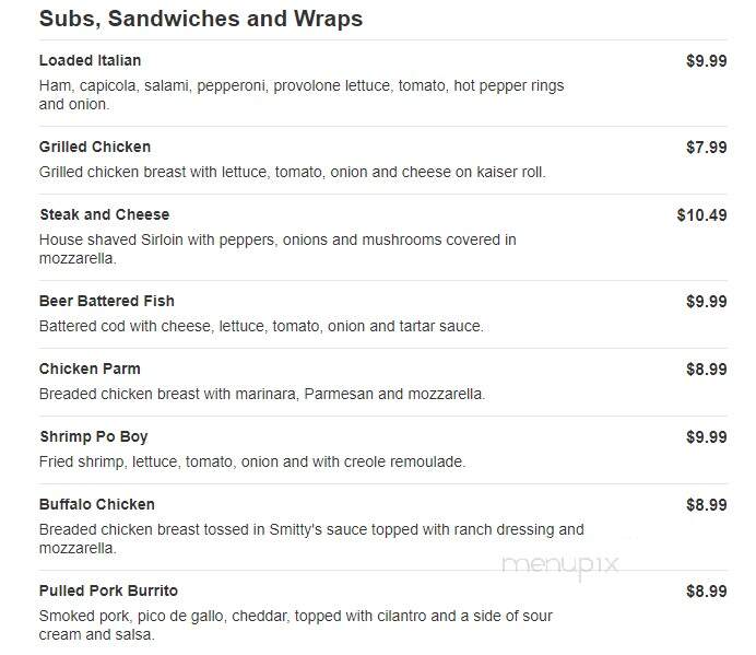 Smitty's Bar & Restaurant - Uniontown, PA menu_pic