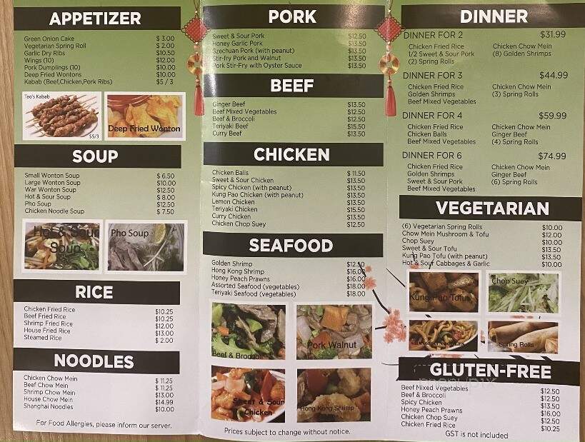 Menu of Lucky 15 Chinese Restaurant in Lac la Biche, AB T0A 2C0