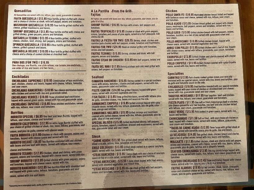 La Fiesta Mexican Bar and Grill - Ebensburg, PA menu_pic
