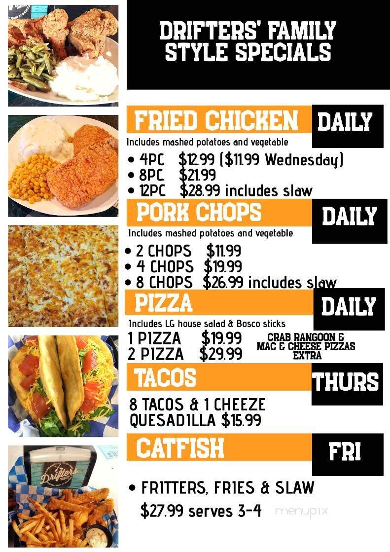Drifters Eats & Drinks - Grafton, IL menu_pic