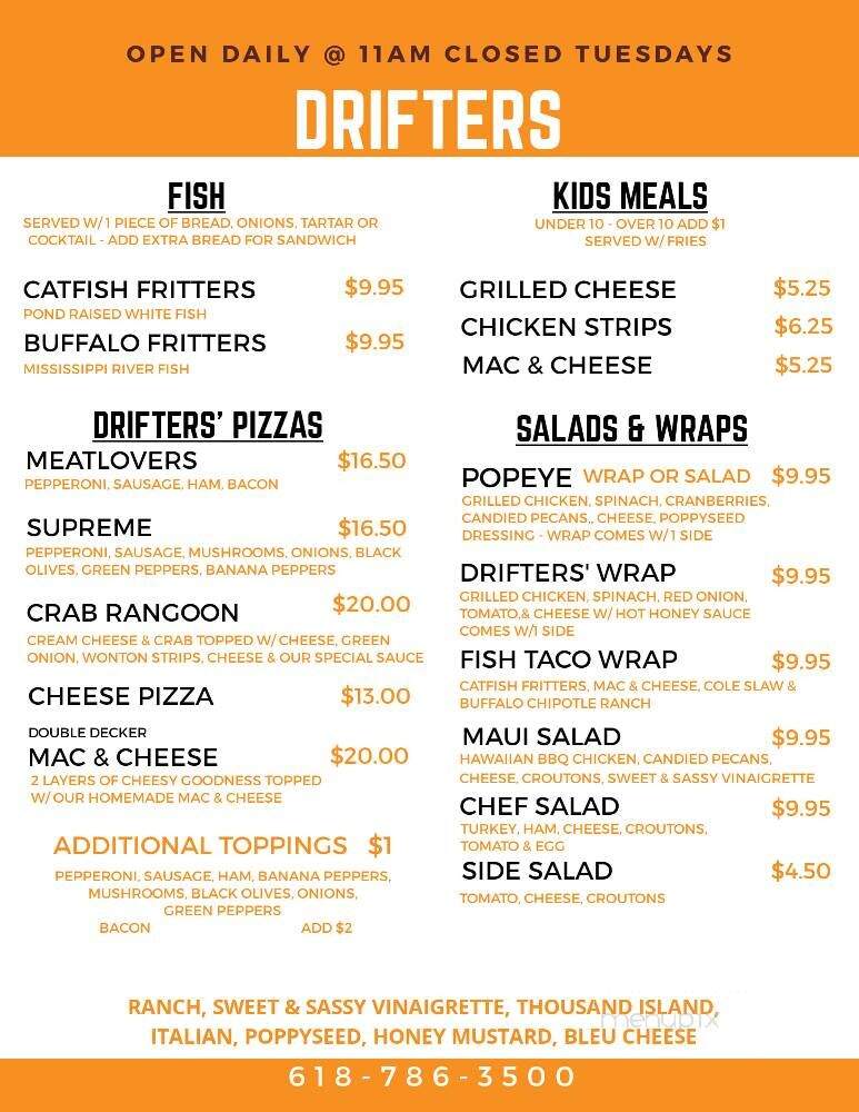 Drifters Eats & Drinks - Grafton, IL menu_pic