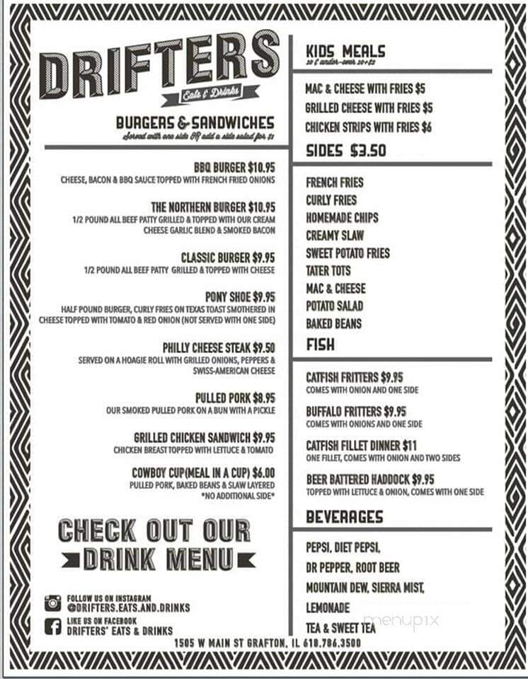 Drifters Eats & Drinks - Grafton, IL menu_pic