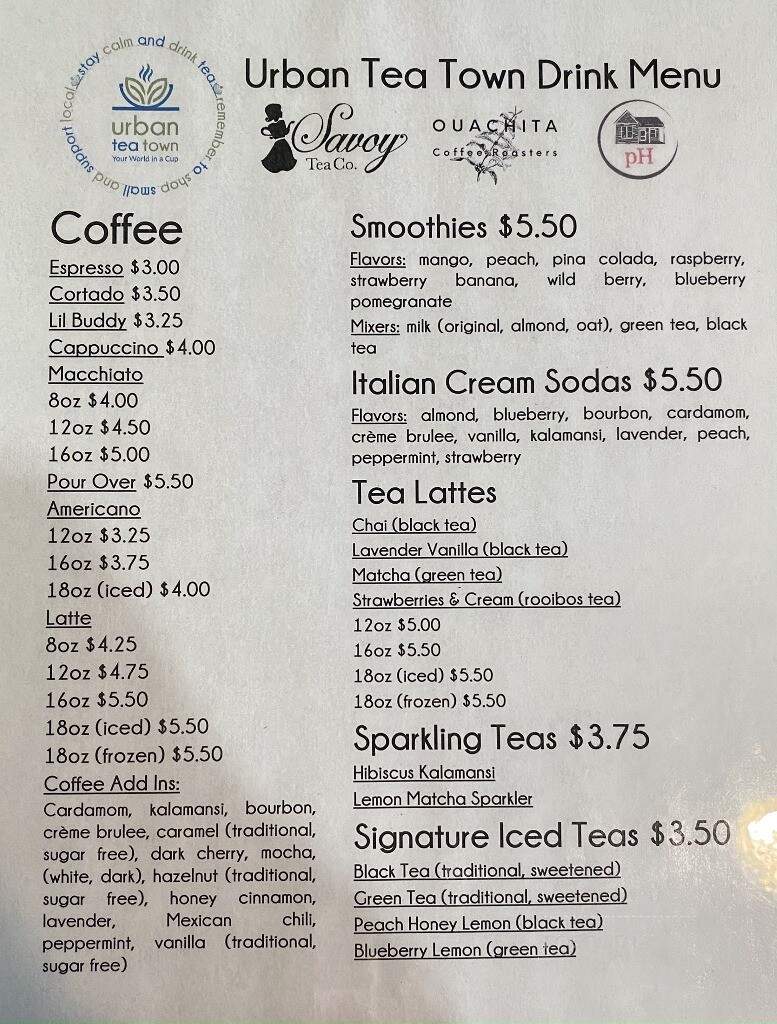 Urban Tea Town - Texarkana, AR menu_pic