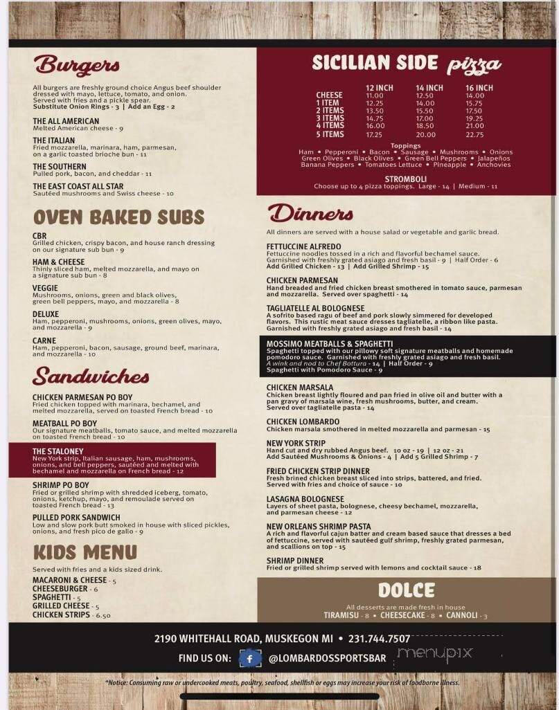 Lombardo's Pizzeria & Sports Bar - Muskegon, MI menu_pic