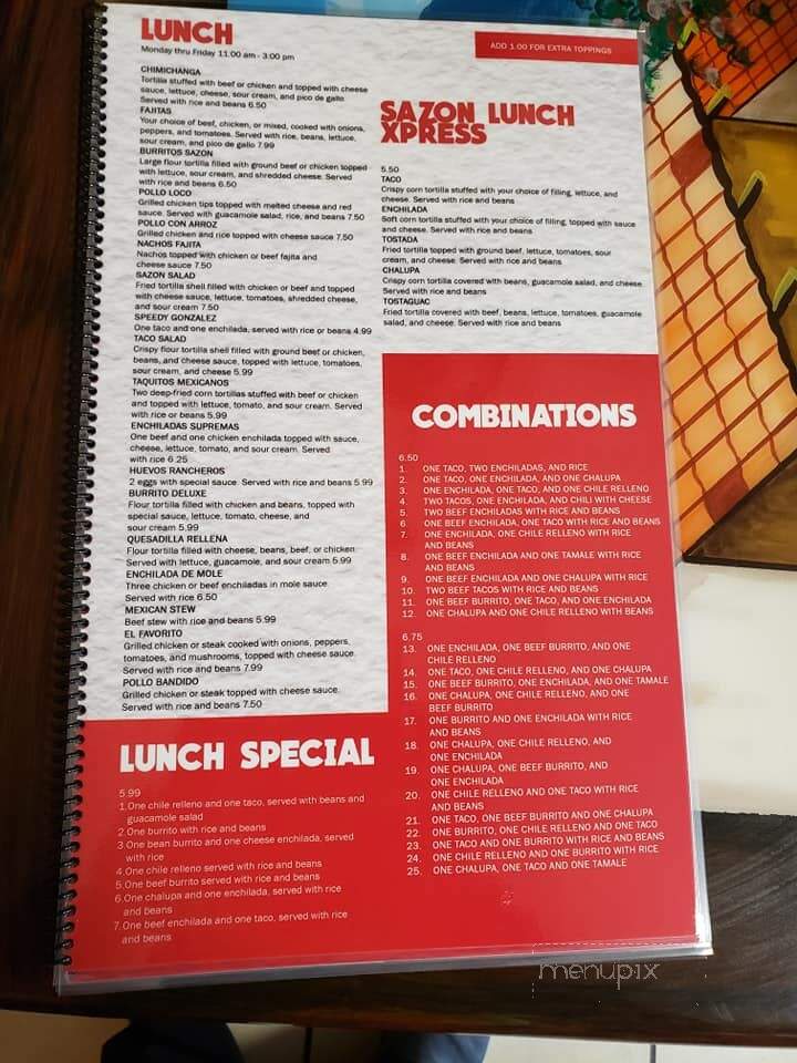 Sazon Mexican Restaurant - Hazard, KY menu_pic