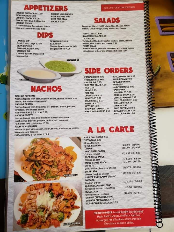 Sazon Mexican Restaurant - Hazard, KY menu_pic