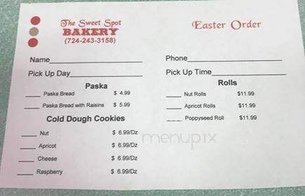 Sweet Spot Bakery - Belle Vernon, PA menu_pic