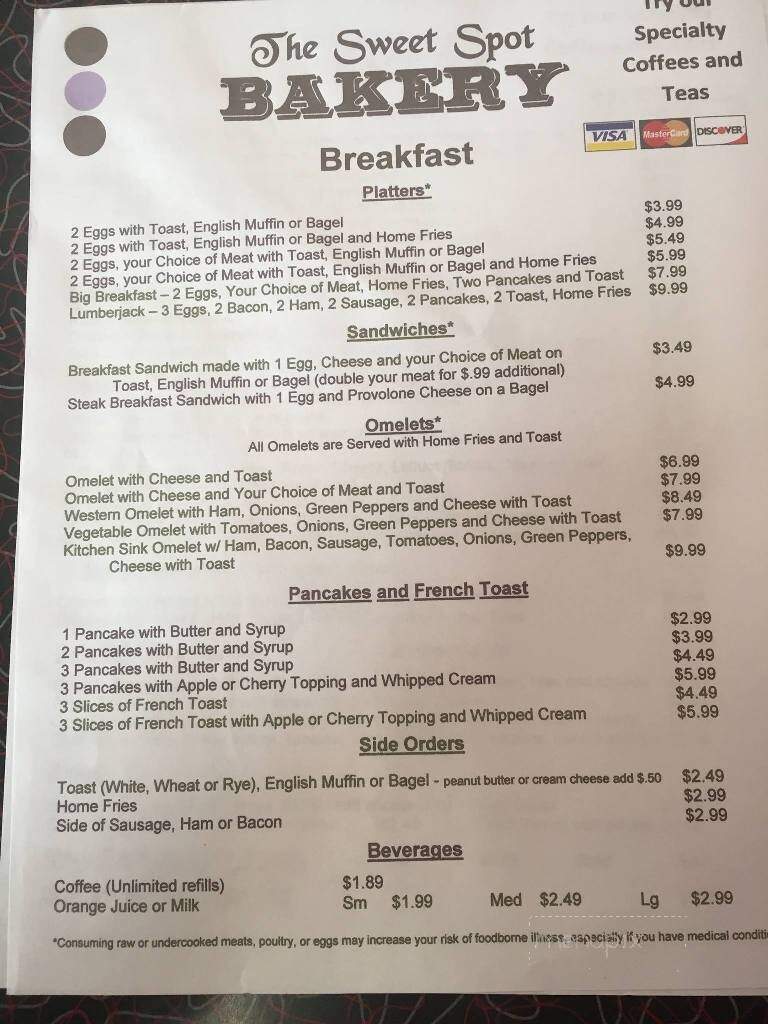 Sweet Spot Bakery - Belle Vernon, PA menu_pic