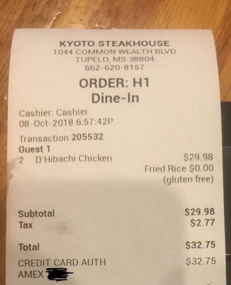 Kyoto Japanese Steakhouse - Tupelo, MS