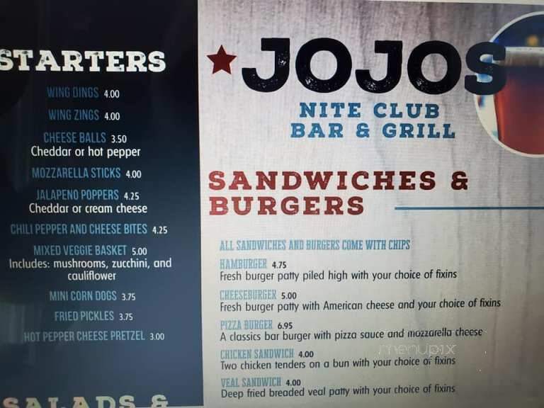 Jojo's Nite Club - Woodville, OH menu_pic