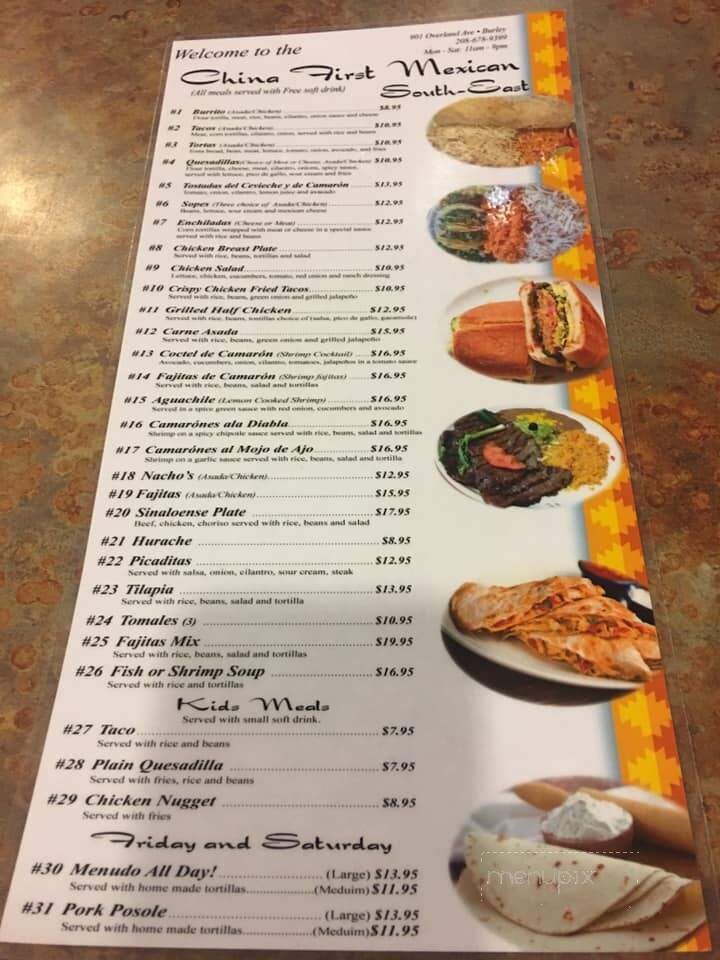 China First - Burley, ID menu_pic