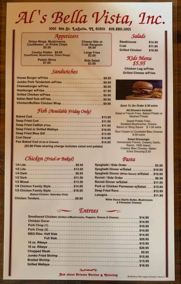 Al's Bella Vista - La Salle, IL menu_pic