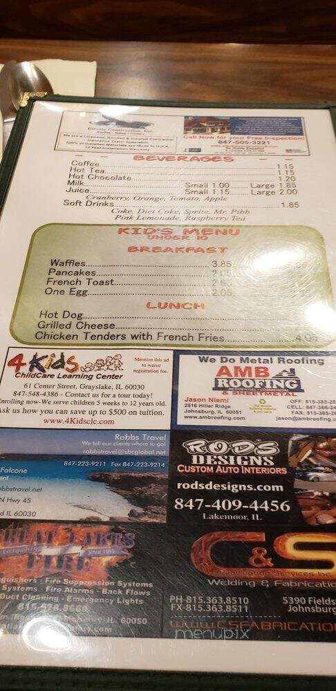 Fred's Diner Inc - Grayslake, IL menu_pic