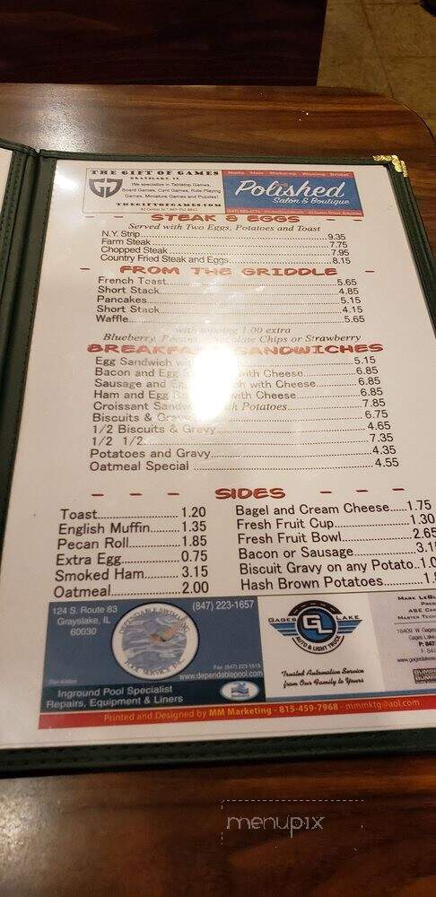 Fred's Diner Inc - Grayslake, IL menu_pic