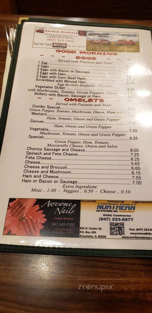 Fred's Diner Inc - Grayslake, IL menu_pic