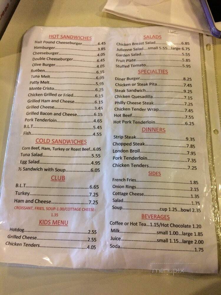 Fred's Diner Inc - Grayslake, IL menu_pic
