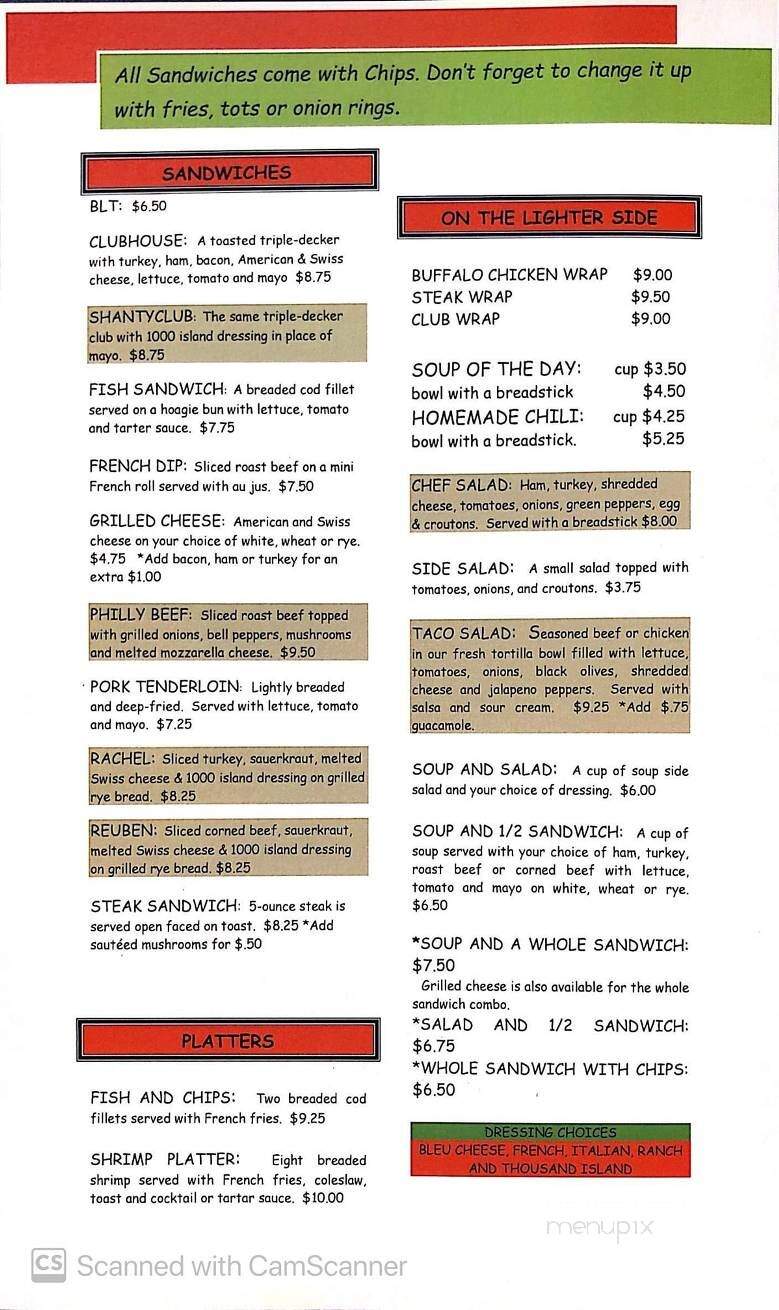 Shantytown Grill - Bloomington, MN menu_pic