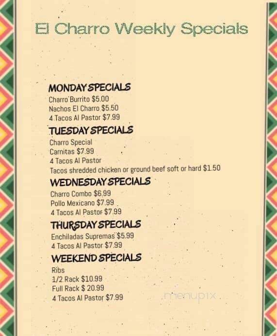 El Charro - Carthage, MO menu_pic