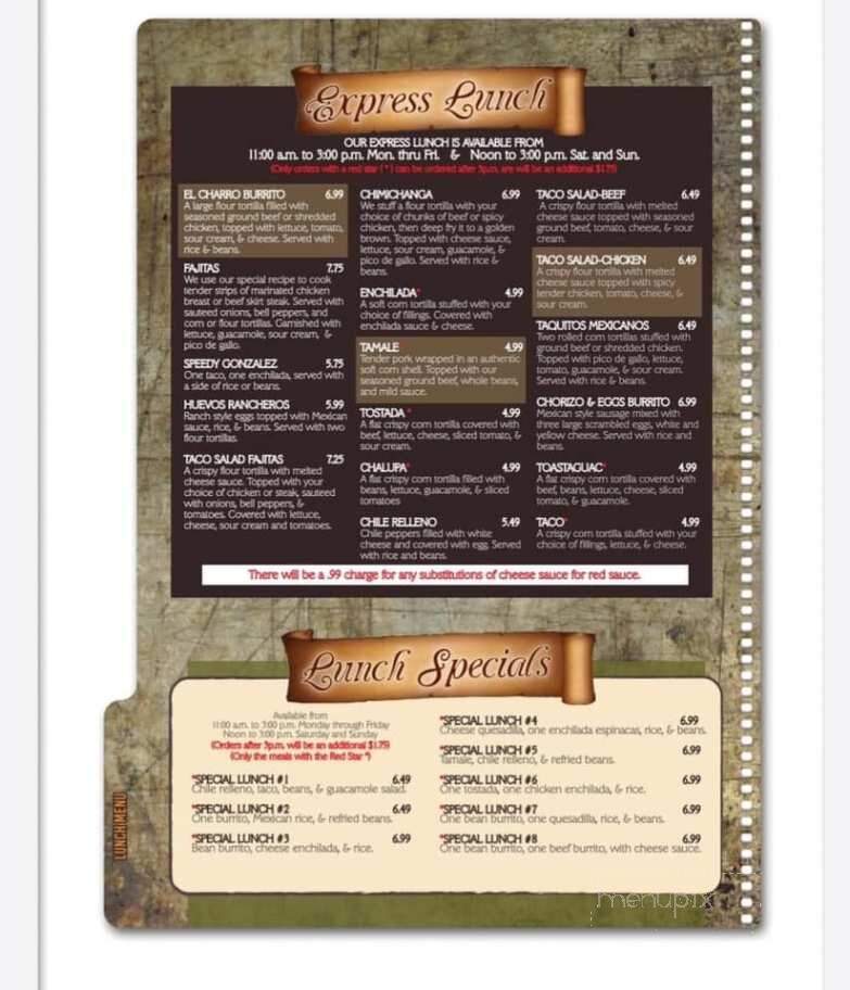 El Charro - Carthage, MO menu_pic
