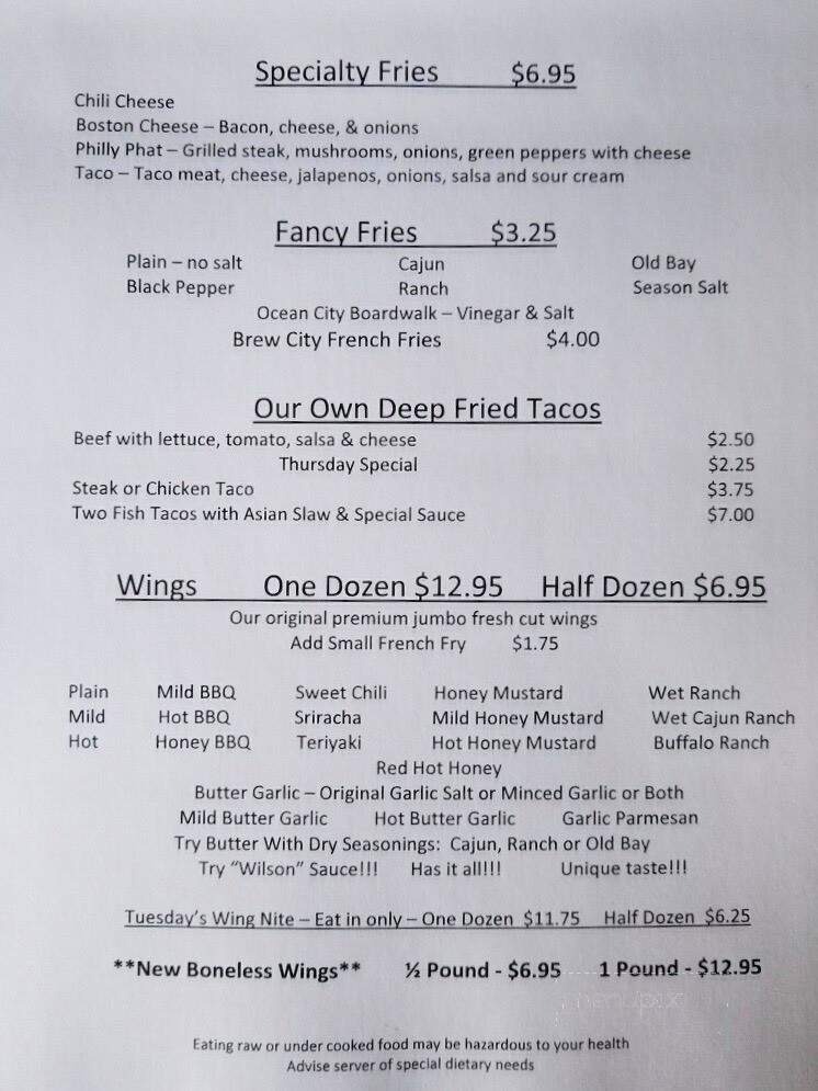 Bullfeathers Bs Canteena - Smithfield, PA menu_pic