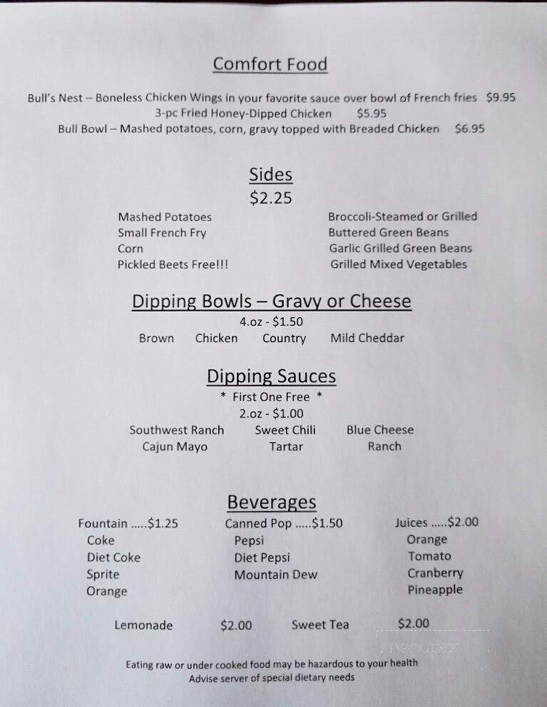 Bullfeathers Bs Canteena - Smithfield, PA menu_pic