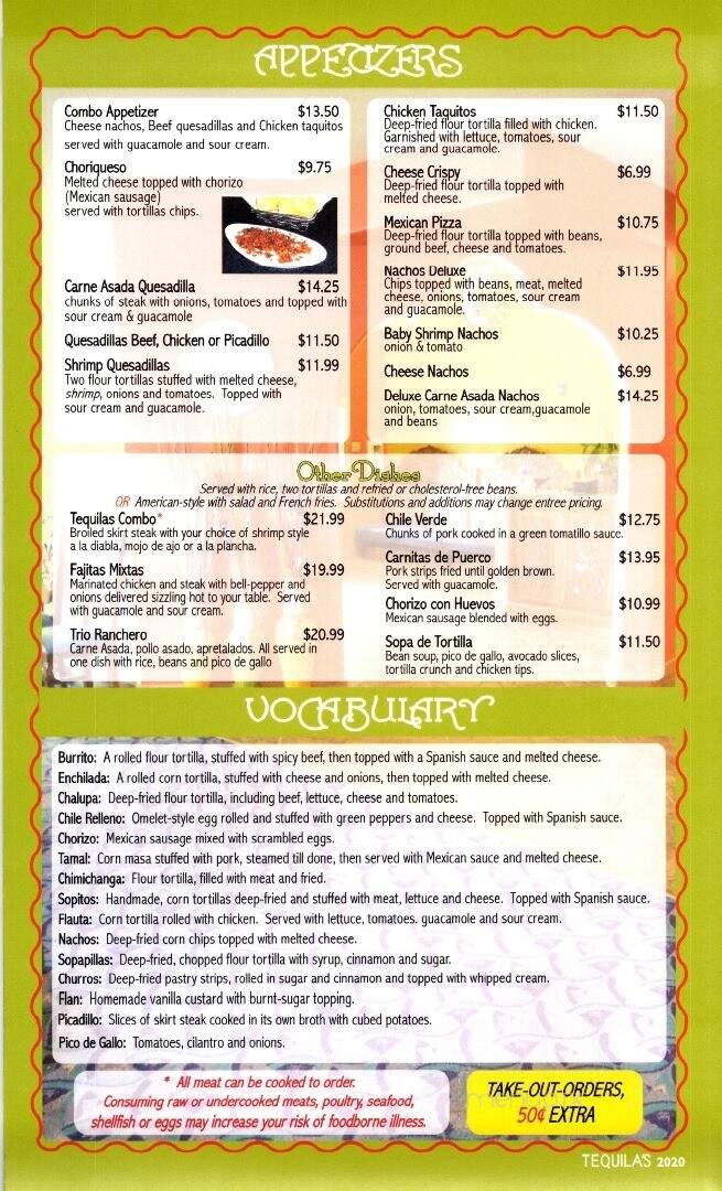 Tequilas Mexican Restaurant - Ephrata, WA menu_pic