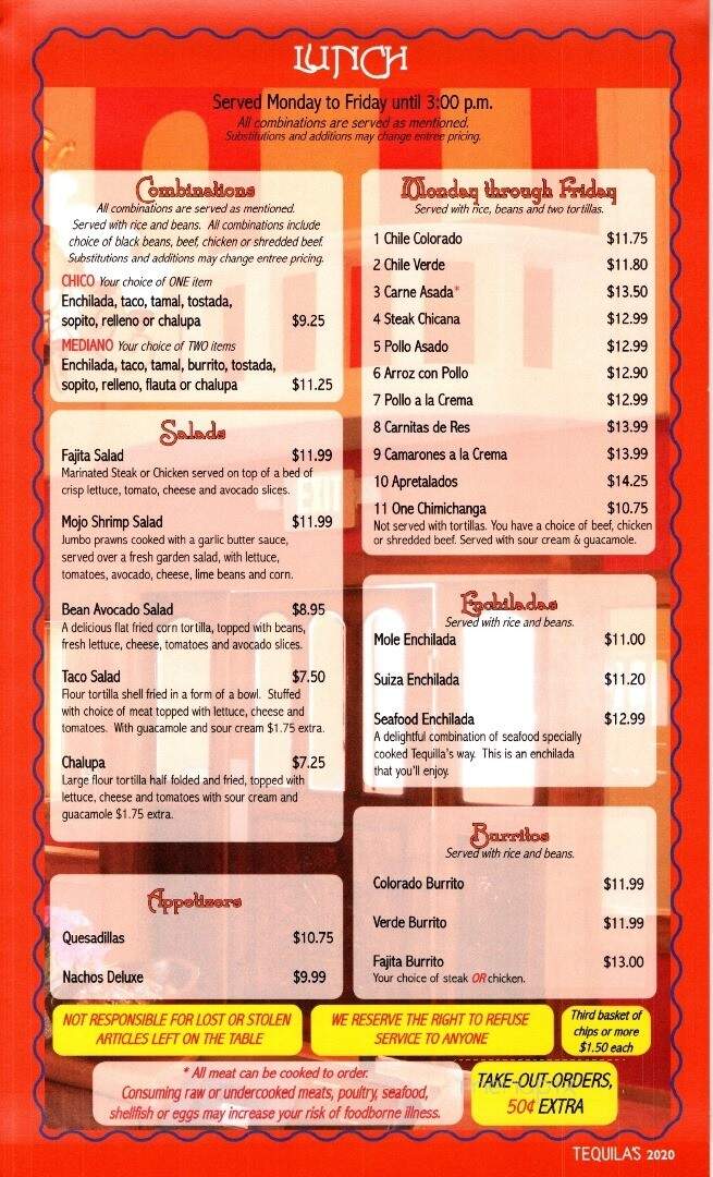 Tequilas Mexican Restaurant - Ephrata, WA menu_pic