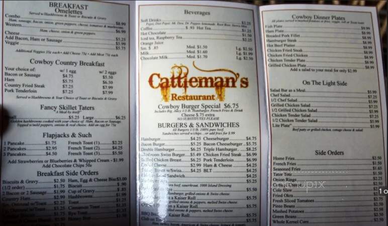 Cattleman's - Green Forest, AR menu_pic