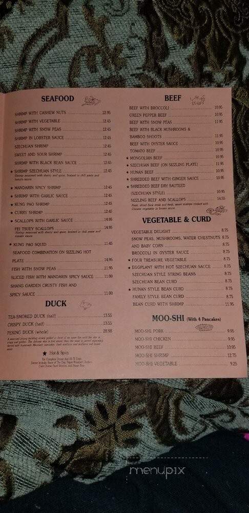 Shang Garden Chinese Restaurant - Colfax, CA menu_pic