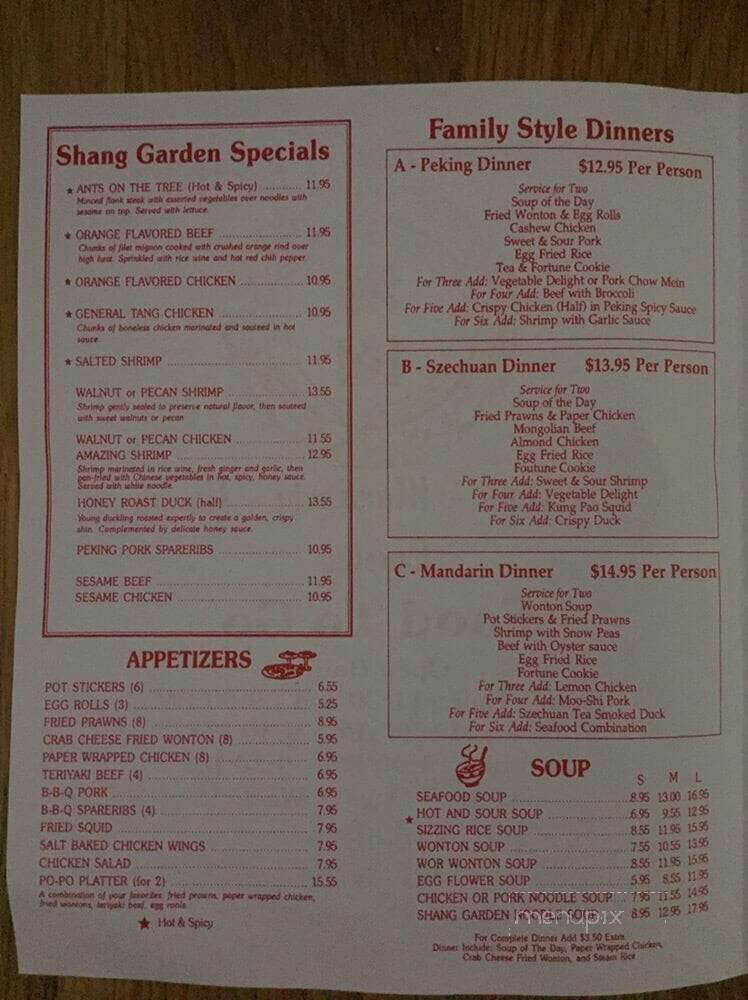 Shang Garden Chinese Restaurant - Colfax, CA