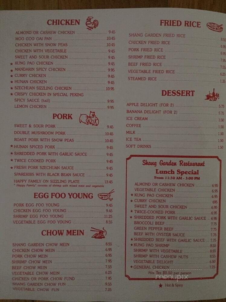 Shang Garden Chinese Restaurant - Colfax, CA menu_pic