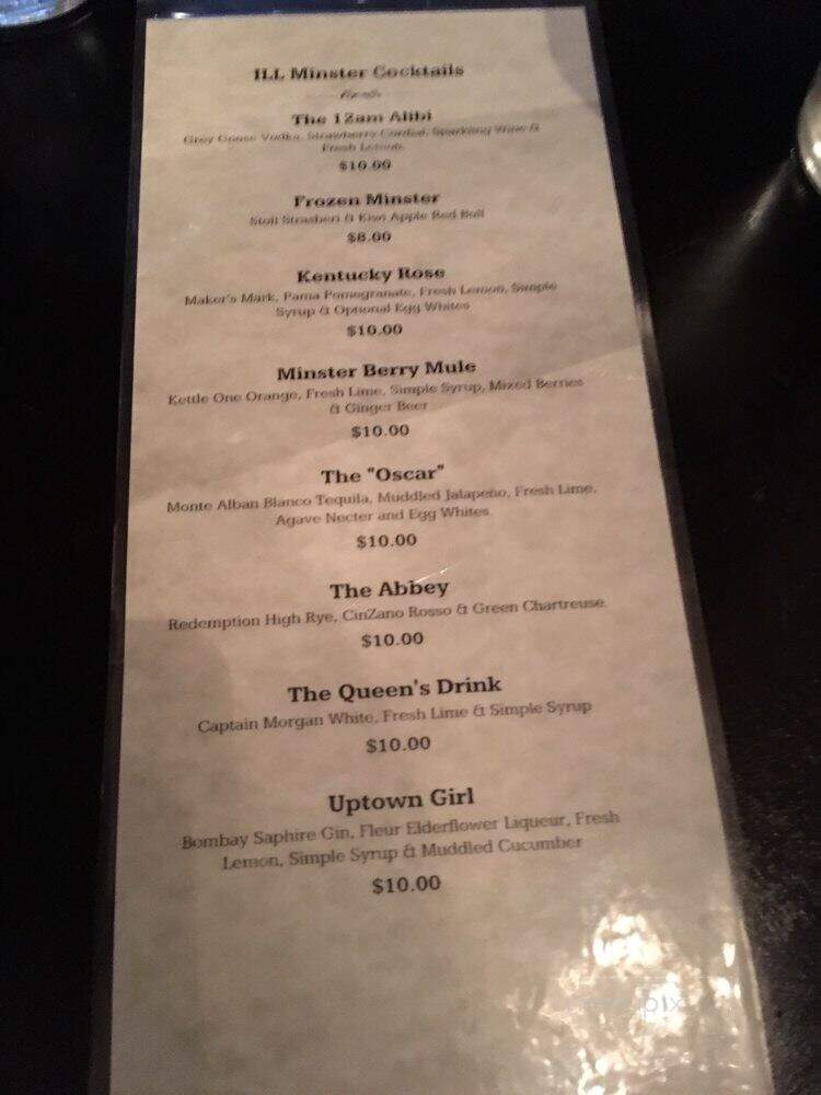 ILL Minster Pub - Dallas, TX menu_pic