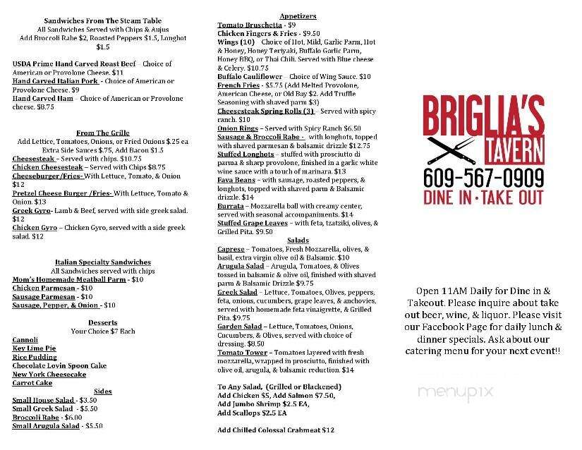 Briglia's Tavern - Berlin, NJ menu_pic
