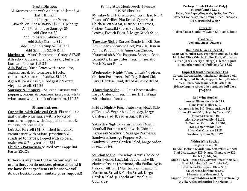 Briglia's Tavern - Berlin, NJ menu_pic