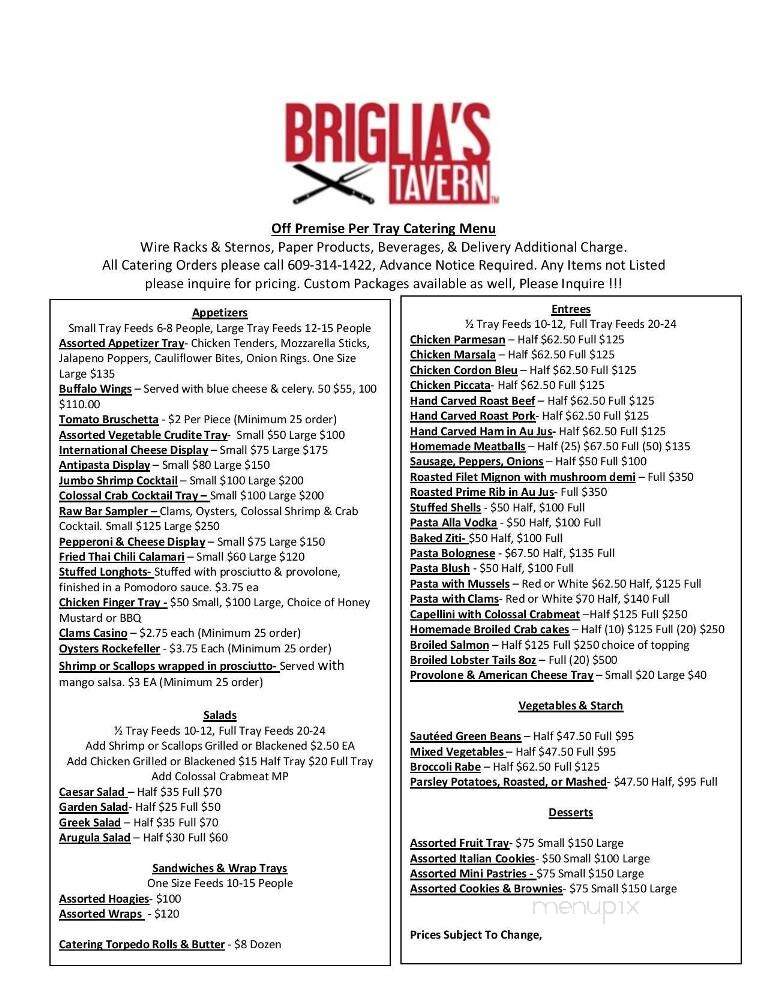 Briglia's Tavern - Berlin, NJ menu_pic