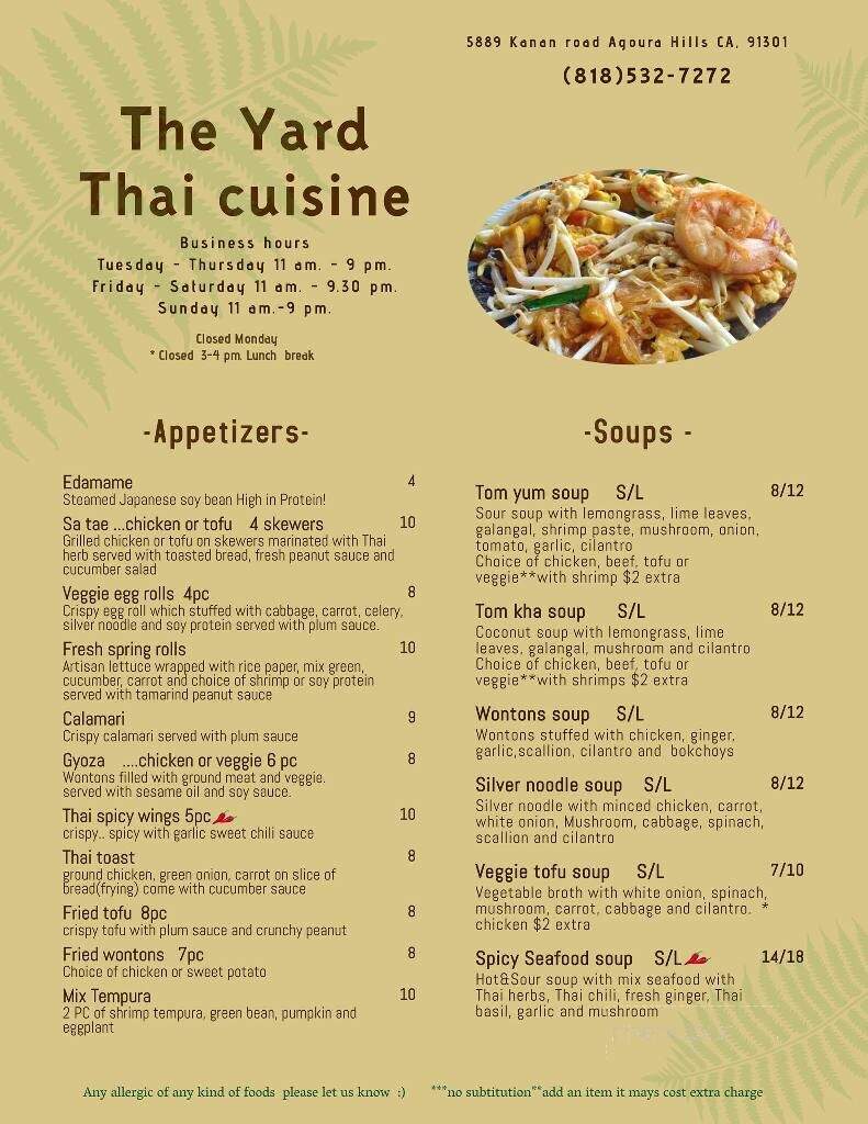 The Yard Thai Cuisine - Agoura Hills, CA