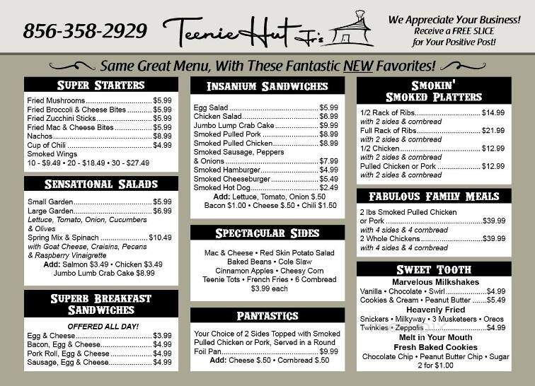Teenie Hut Jr's - Elmer, NJ menu_pic