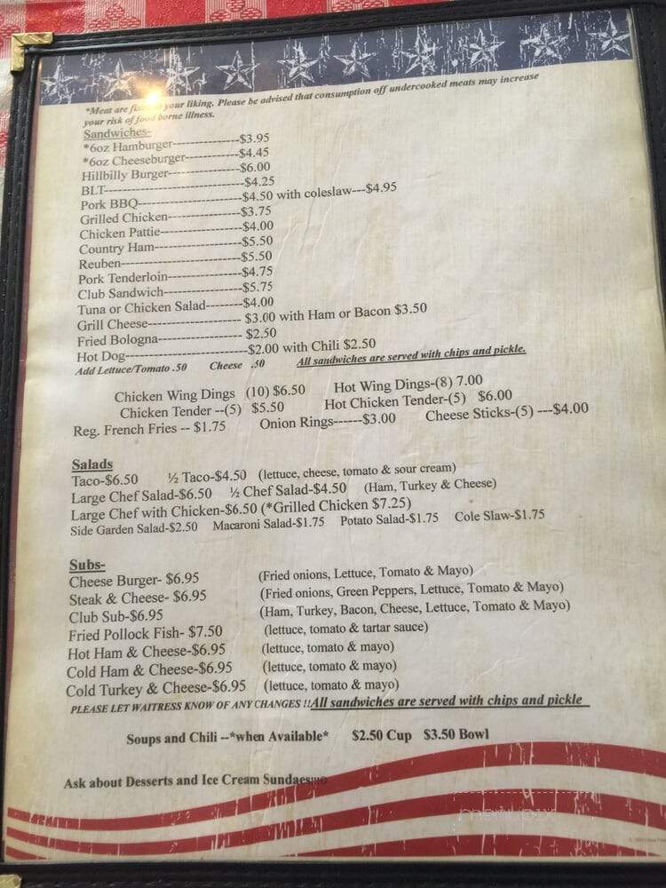 Menu of Kathy's Home Cooking Cafe in New Market, VA 22844
