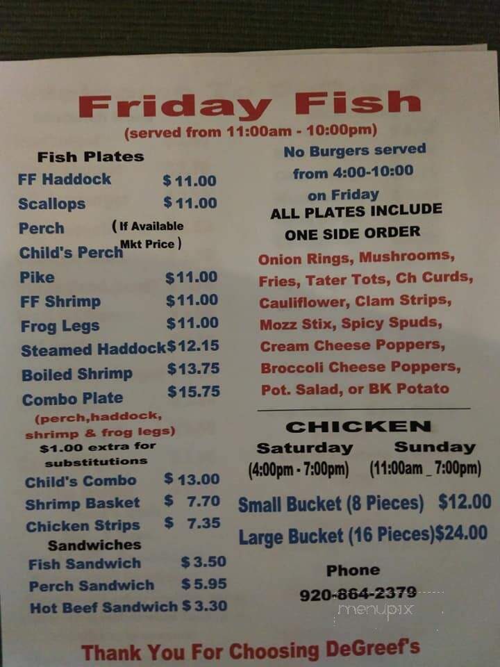 De Greef Ends Here - Greenleaf, WI menu_pic
