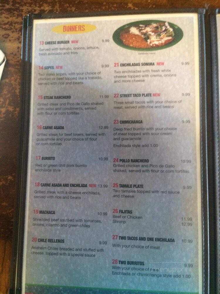 El Sarape Restaurant - Parker, AZ menu_pic