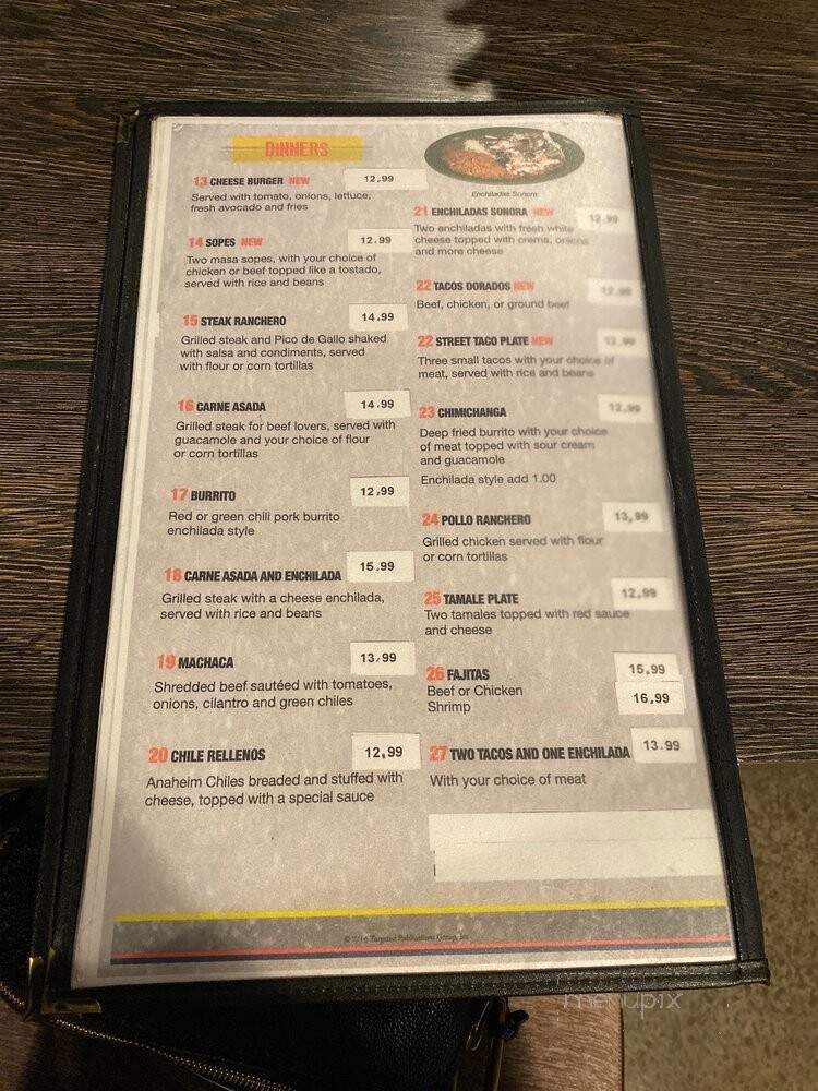 El Sarape Restaurant - Parker, AZ menu_pic