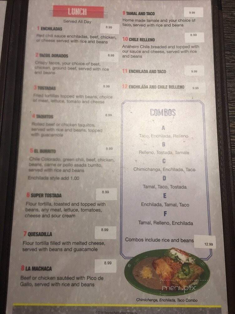 El Sarape Restaurant - Parker, AZ menu_pic