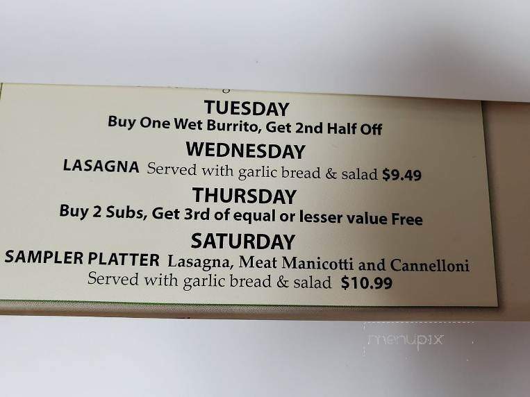 Angela's Italian Restaurant - Sparta, MI menu_pic