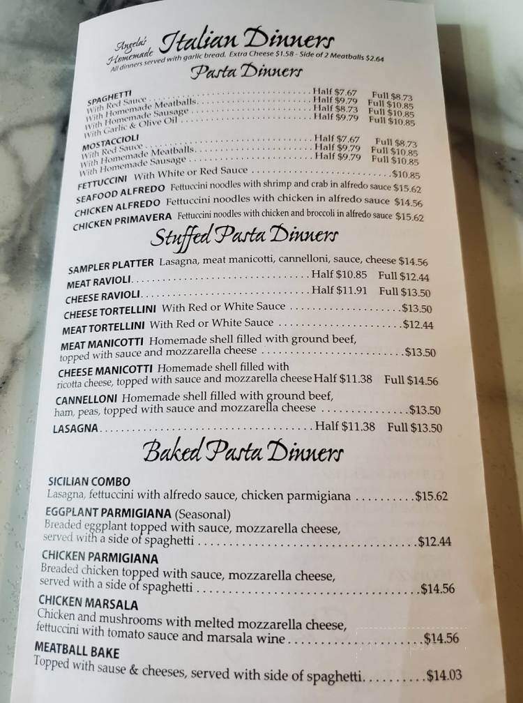 Angela's Italian Restaurant - Sparta, MI menu_pic