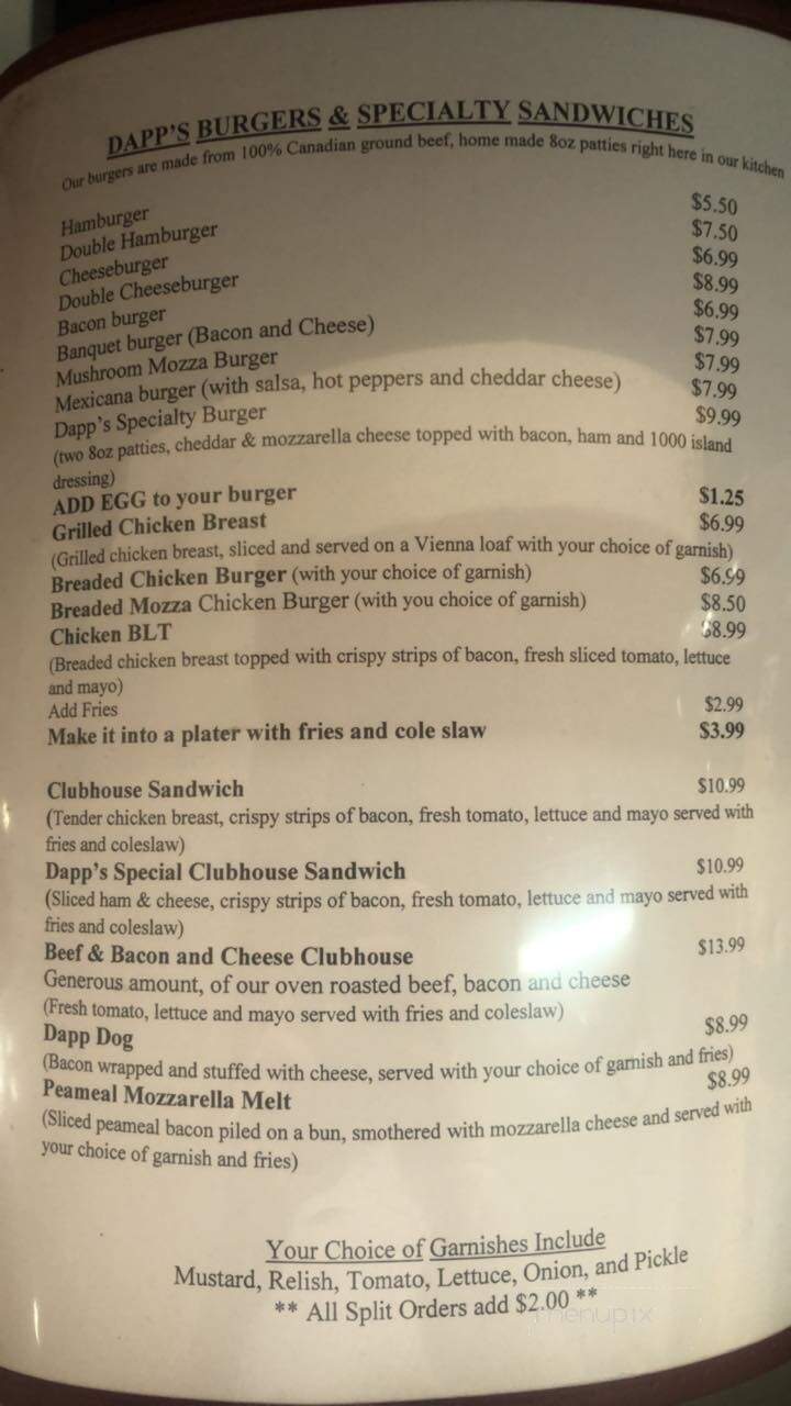 Dapp's Restaurant - Trenton, ON menu_pic