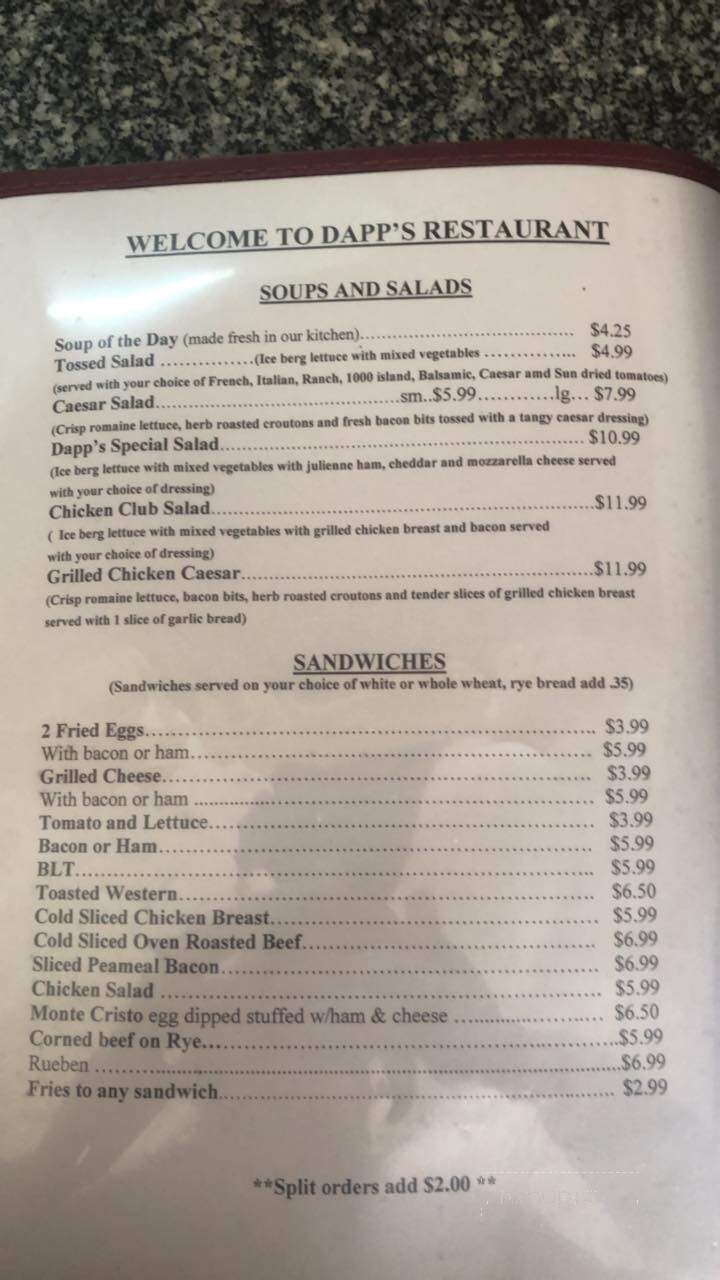 Dapp's Restaurant - Trenton, ON menu_pic