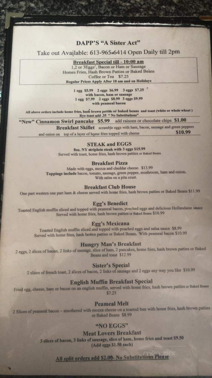Dapp's Restaurant - Trenton, ON menu_pic