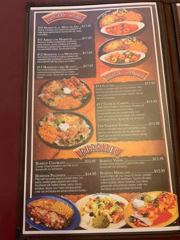 Palenque Mexican Restaurant - Grangeville, ID menu_pic