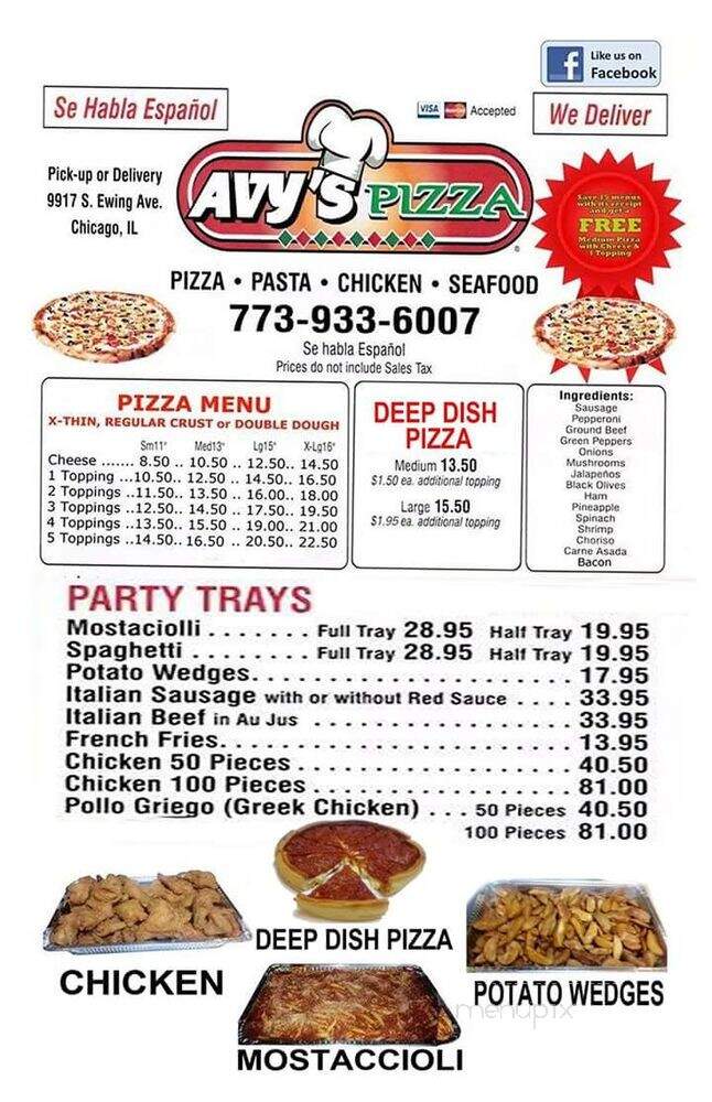 Avy's Pizza - Chicago, IL menu_pic