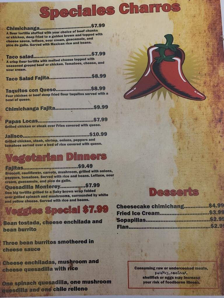 El Charro Mexican Restaurant - Coffeyville, KS menu_pic